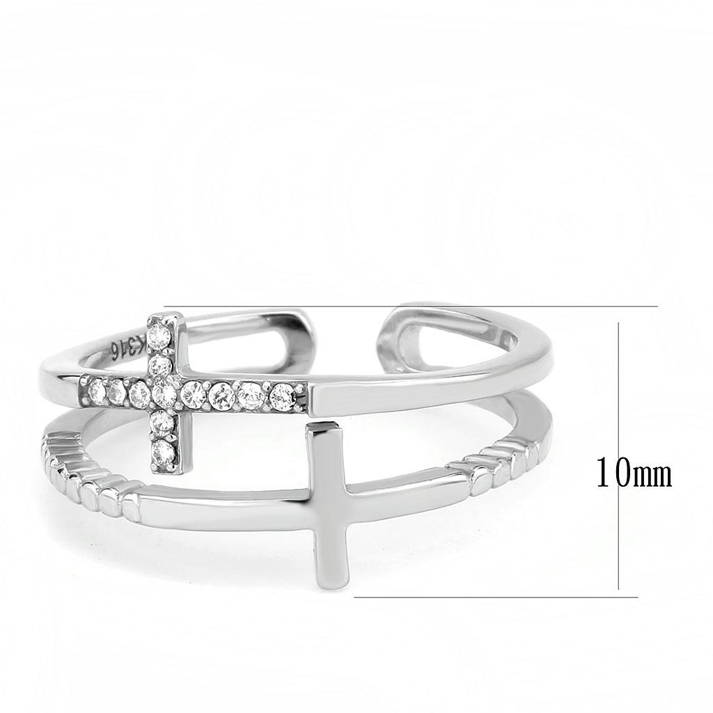 No Plating Stainless Steel Ring with AAA Grade CZ in Clear
