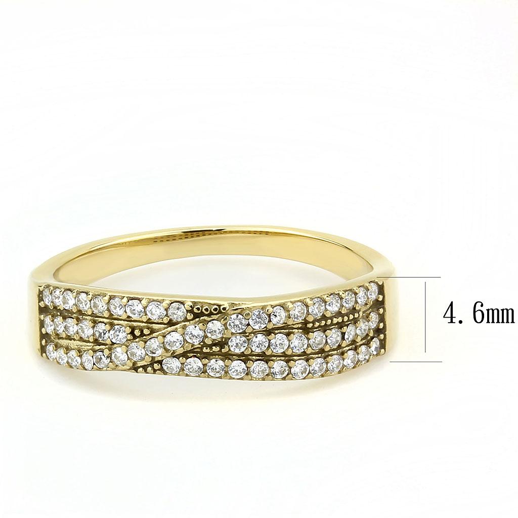 IP Gold(Ion Plating) Stainless Steel Ring with AAA Grade CZ in Clear