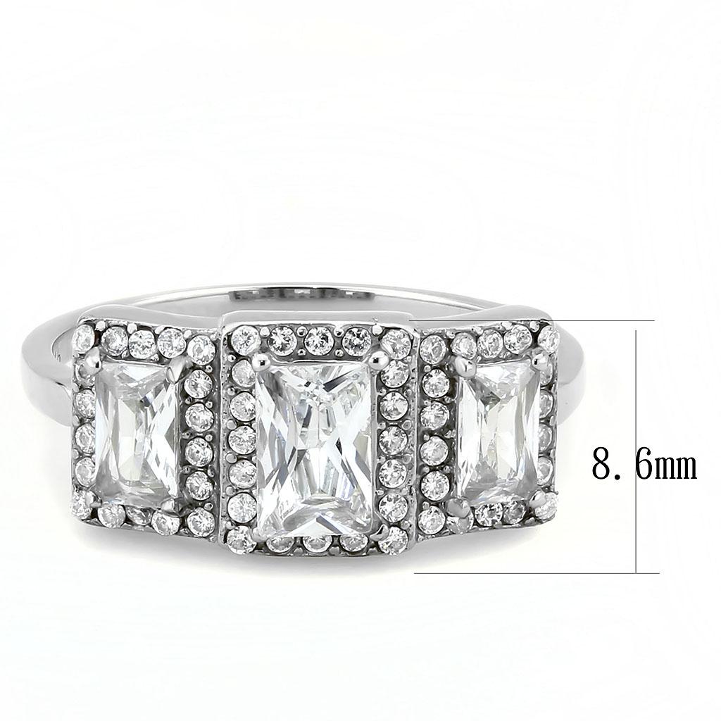No Plating Stainless Steel Ring with AAA Grade CZ in Clear