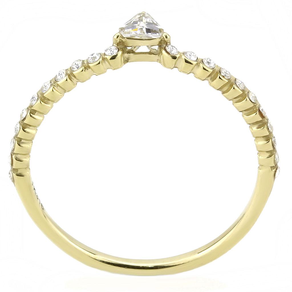 IP Gold(Ion Plating) Stainless Steel Ring with AAA Grade CZ in Clear