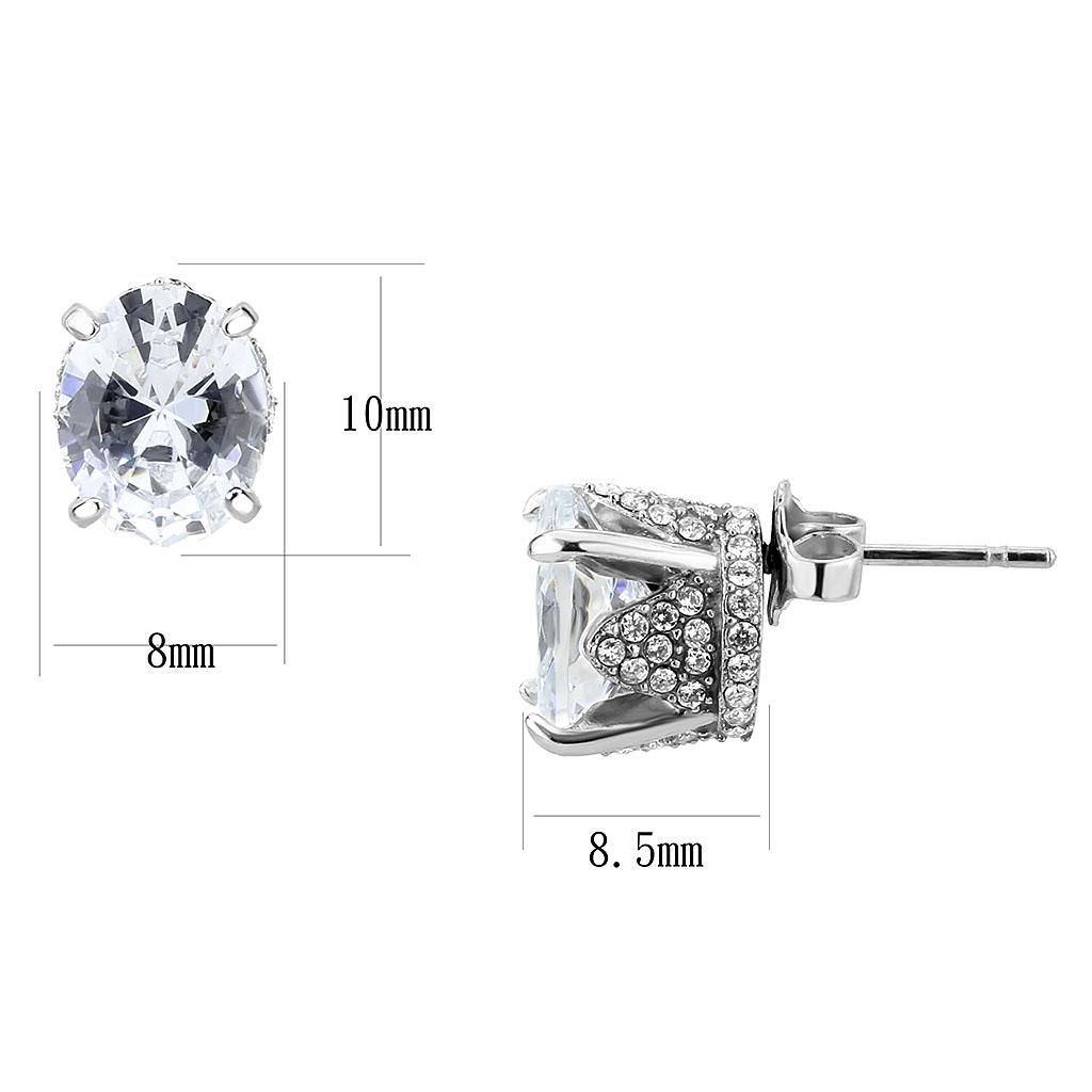 No Plating Stainless Steel Earrings with AAA Grade CZ in Clear
