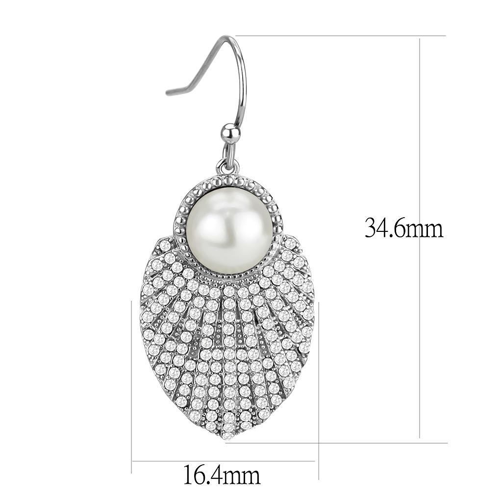 No Plating Stainless Steel Earrings with Synthetic Pearl in White
