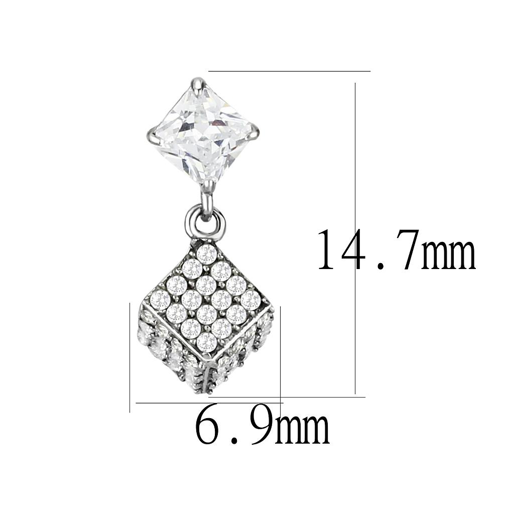 No Plating Stainless Steel Earrings with AAA Grade CZ in Clear