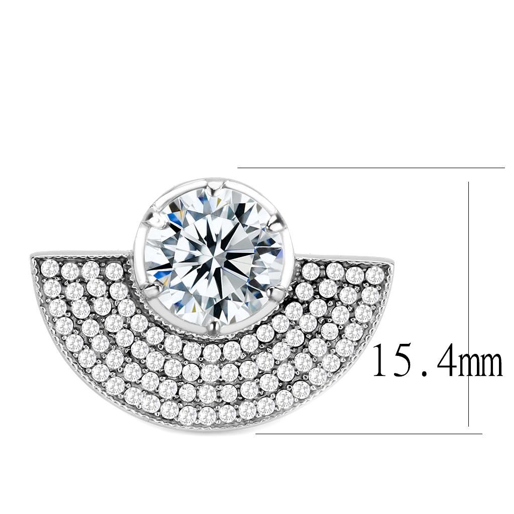 No Plating Stainless Steel Ring with AAA Grade CZ in Clear