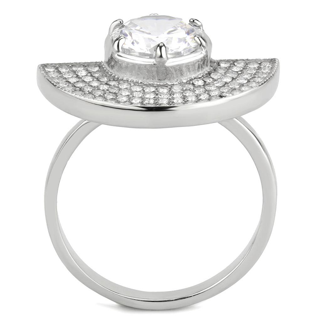 No Plating Stainless Steel Ring with AAA Grade CZ in Clear