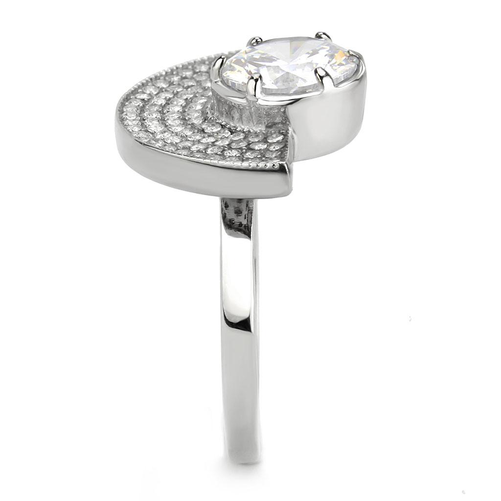 No Plating Stainless Steel Ring with AAA Grade CZ in Clear