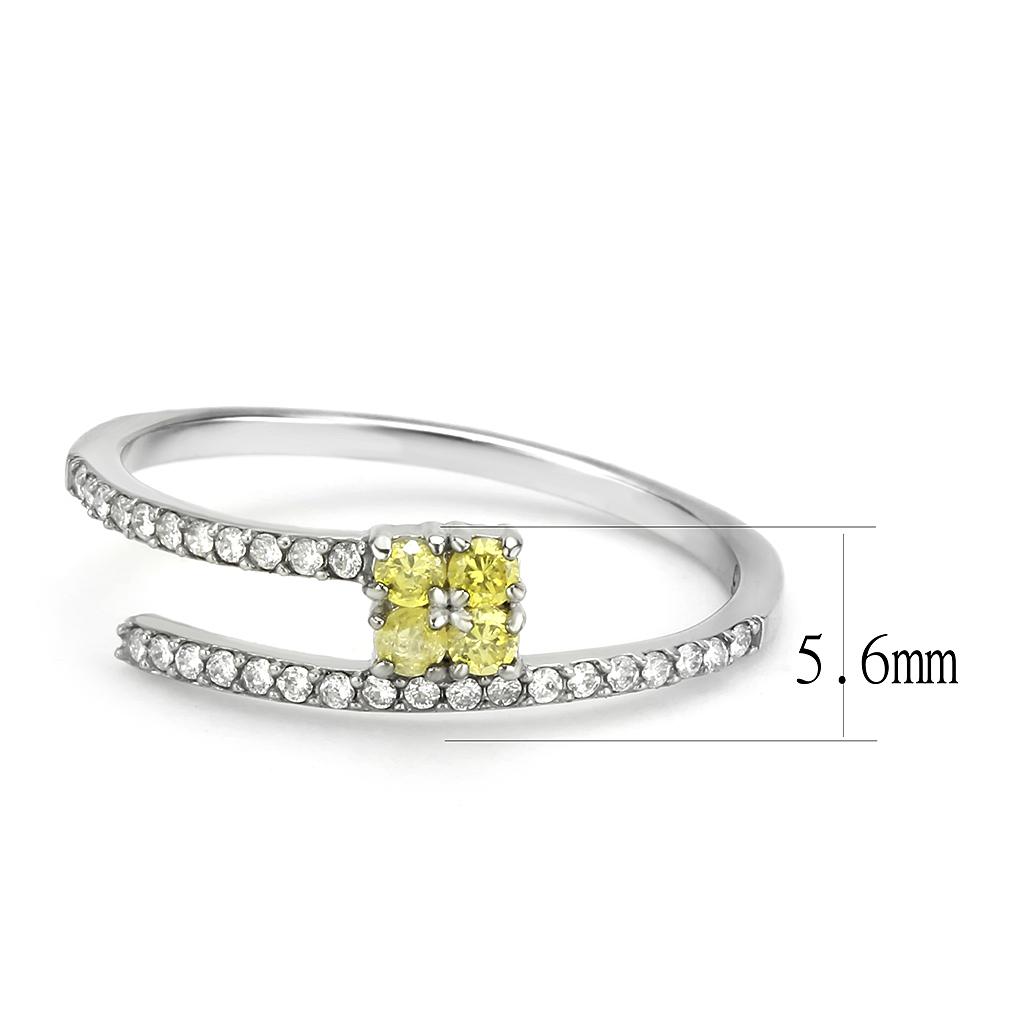 No Plating Stainless Steel Ring with AAA Grade CZ in Topaz