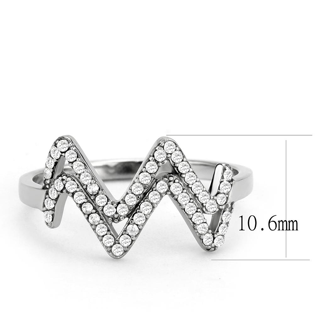 No Plating Stainless Steel Ring with AAA Grade CZ in Clear