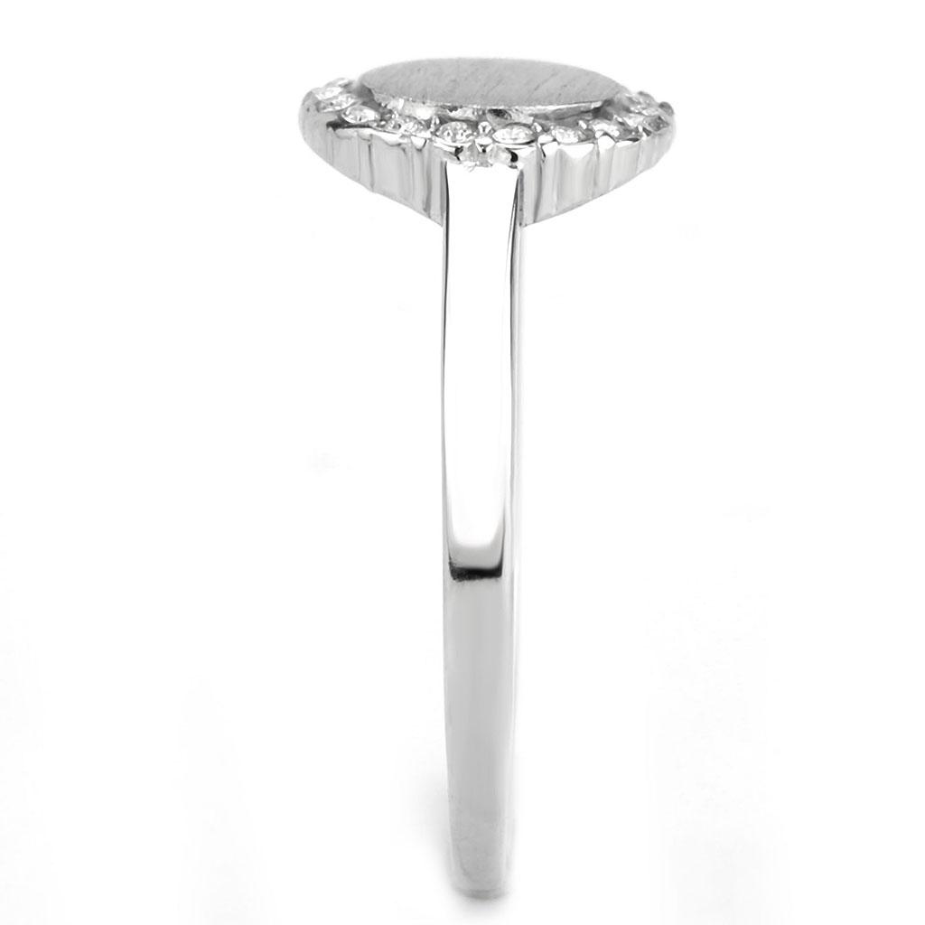 No Plating Stainless Steel Ring with AAA Grade CZ in Clear