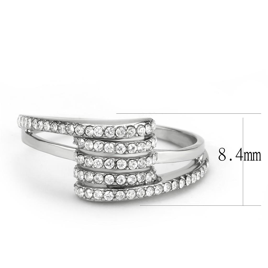 No Plating Stainless Steel Ring with AAA Grade CZ in Clear