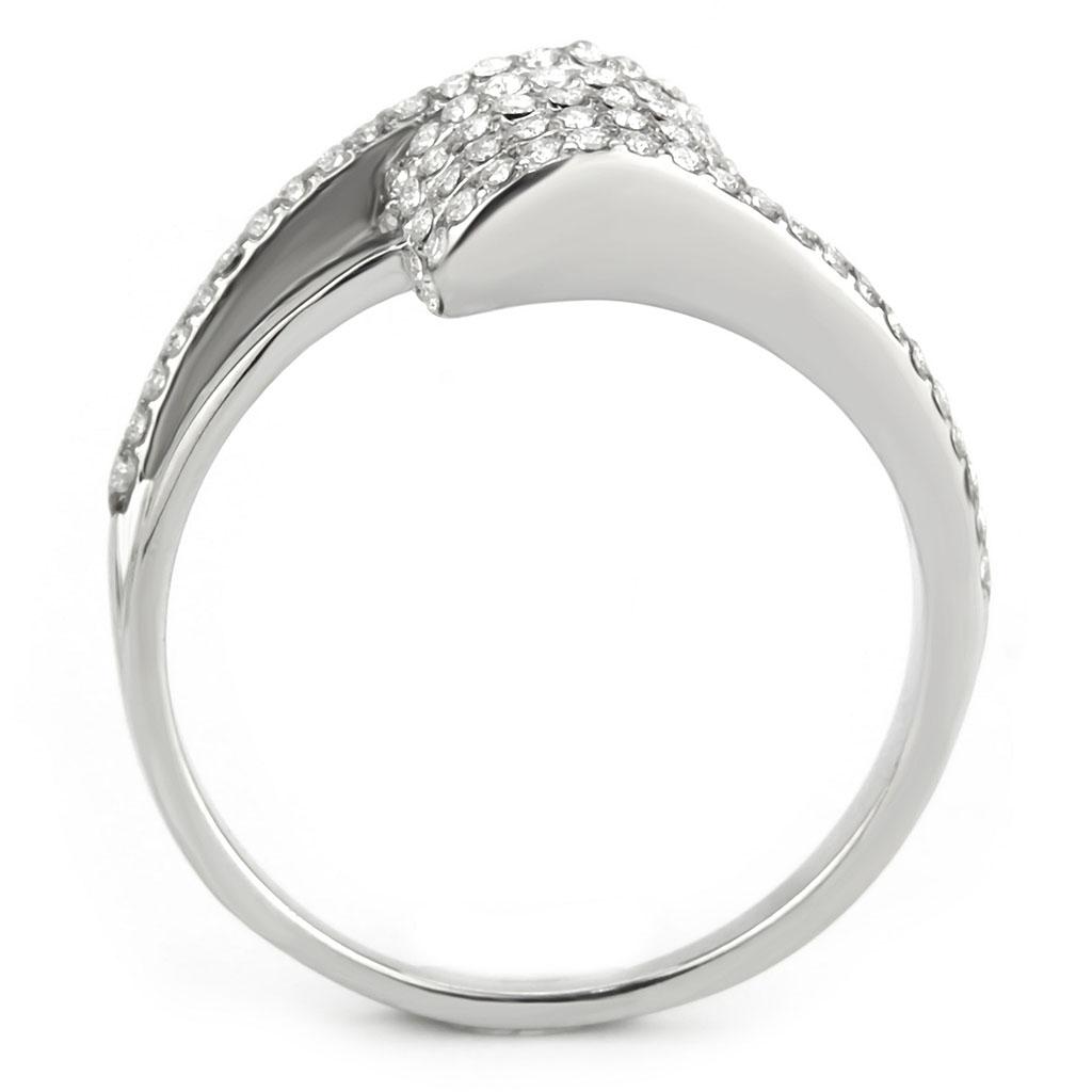 No Plating Stainless Steel Ring with AAA Grade CZ in Clear