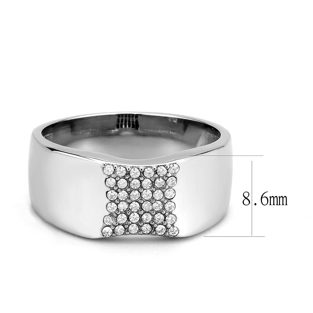 No Plating Stainless Steel Ring with AAA Grade CZ in Clear