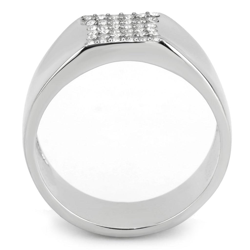 No Plating Stainless Steel Ring with AAA Grade CZ in Clear