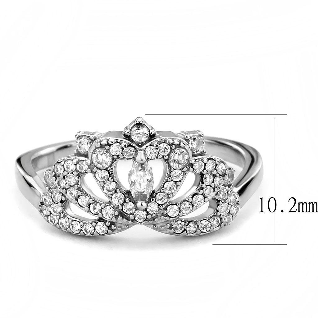 High polished (no plating) Stainless Steel Ring with AAA Grade CZ in Clear
