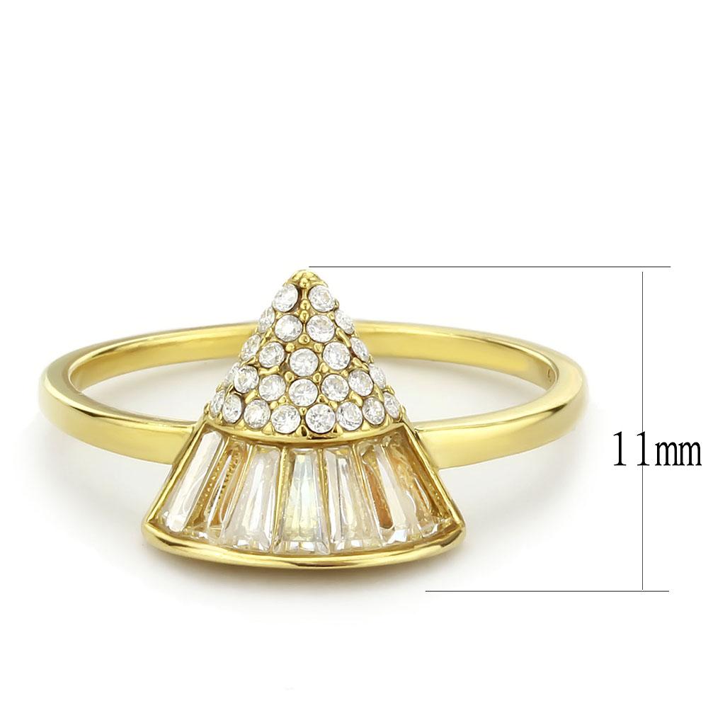 IP Gold(Ion Plating) Stainless Steel Ring with AAA Grade CZ in Clear