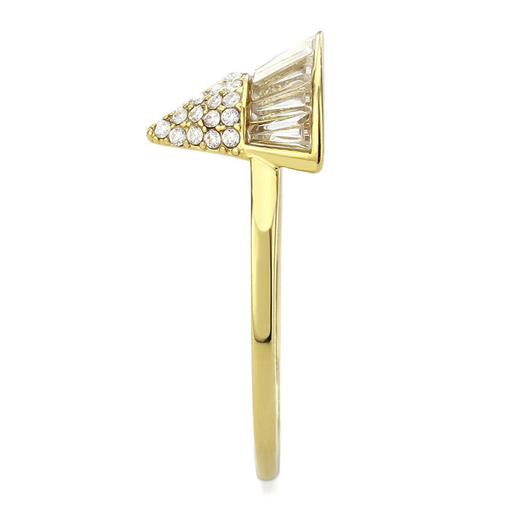 IP Gold(Ion Plating) Stainless Steel Ring with AAA Grade CZ in Clear