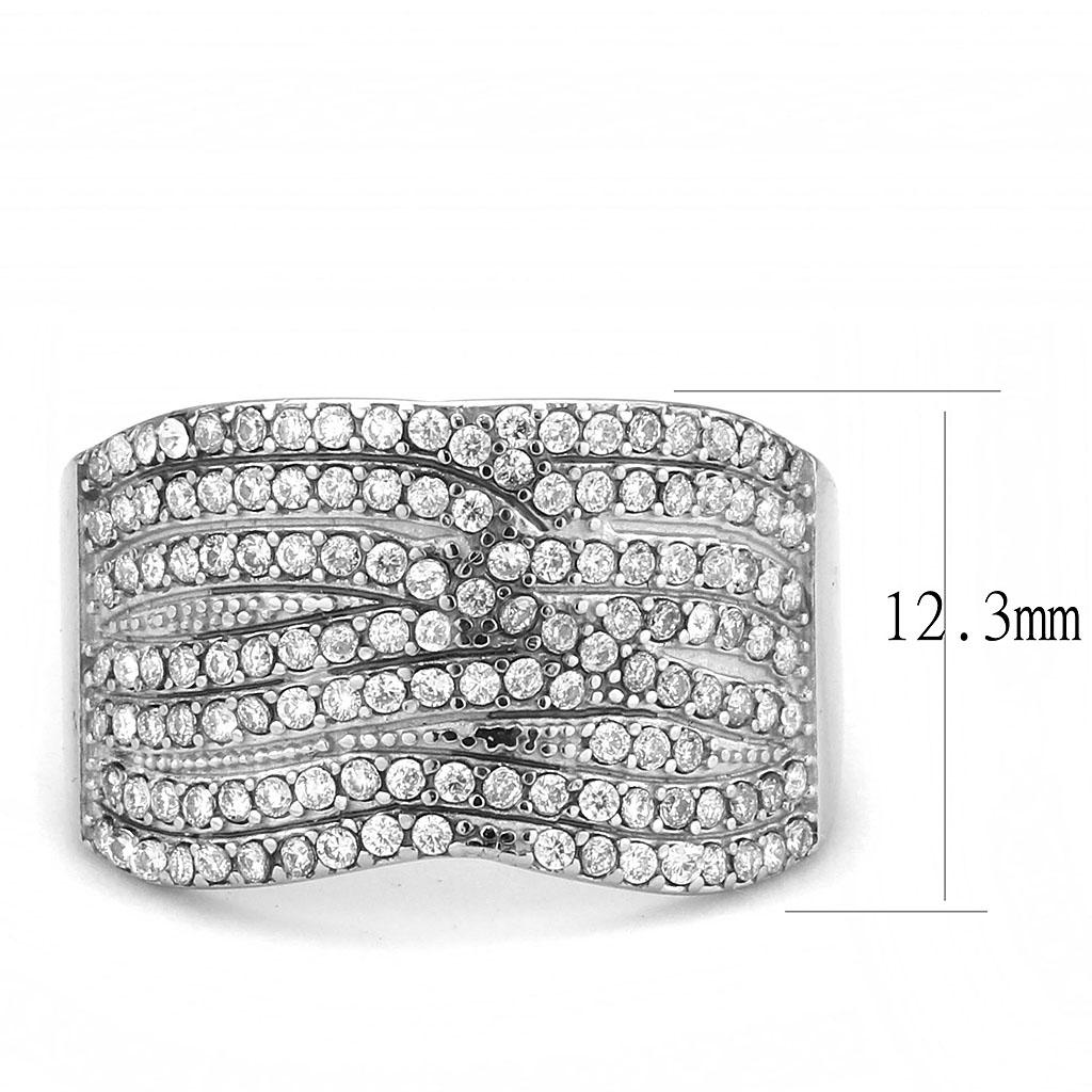 High polished (no plating) Stainless Steel Ring with AAA Grade CZ in Clear
