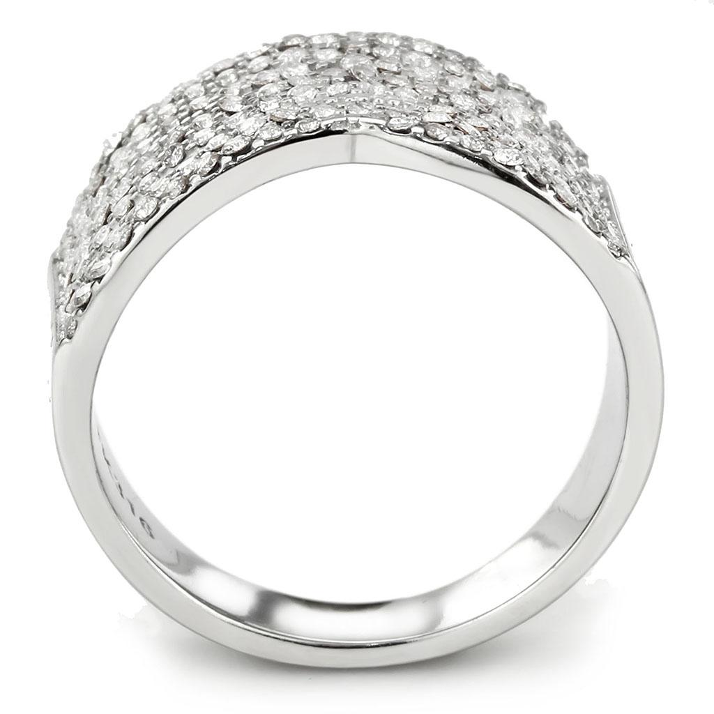 High polished (no plating) Stainless Steel Ring with AAA Grade CZ in Clear