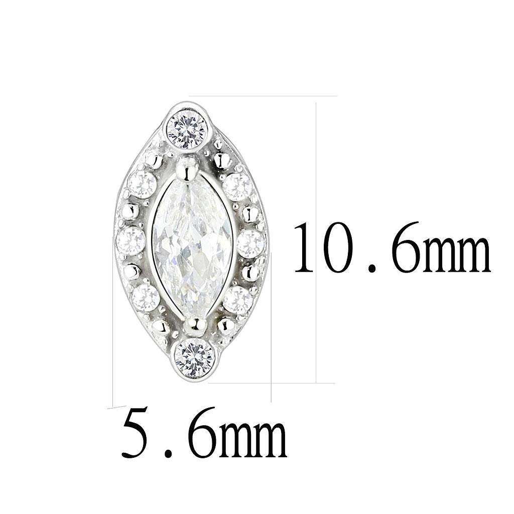 High polished (no plating) Stainless Steel Earrings with AAA Grade CZ in Clear