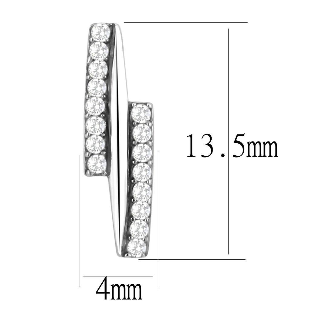 High polished (no plating) Stainless Steel Earrings with AAA Grade CZ in Clear