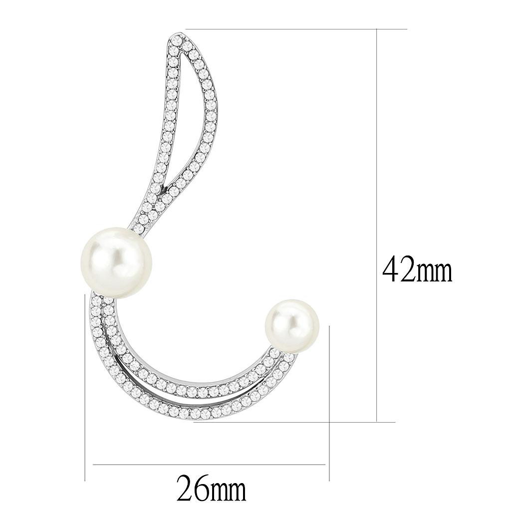 High polished (no plating) Stainless Steel Earrings with Synthetic Pearl in White
