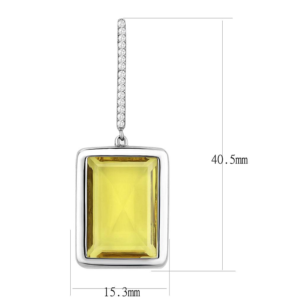 High polished (no plating) Stainless Steel Earrings with Top Grade Crystal in Topaz