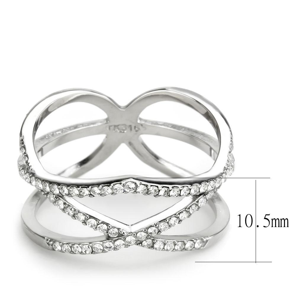 High polished (no plating) Stainless Steel Ring with AAA Grade CZ in Clear