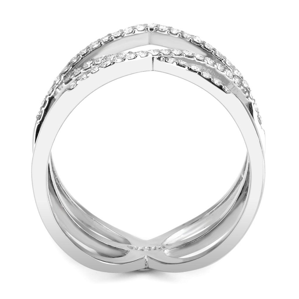 High polished (no plating) Stainless Steel Ring with AAA Grade CZ in Clear