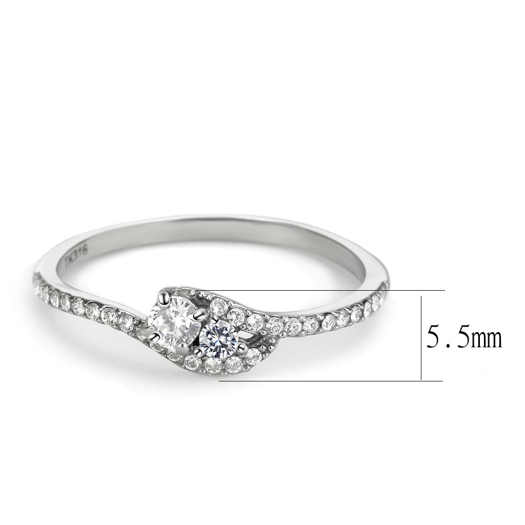 High polished (no plating) Stainless Steel Ring with AAA Grade CZ in Clear