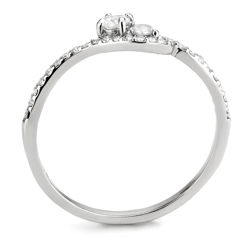 High polished (no plating) Stainless Steel Ring with AAA Grade CZ in Clear