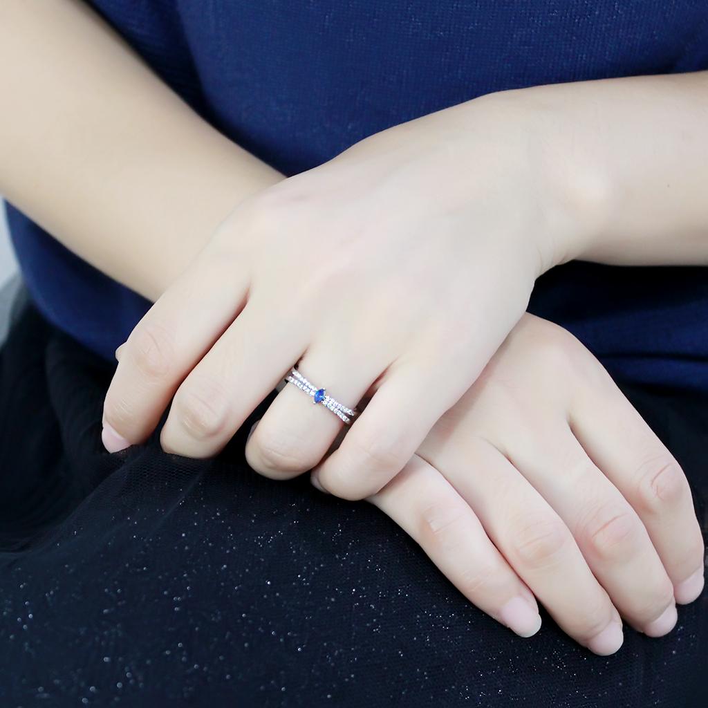 High polished (no plating) Stainless Steel Ring with Synthetic in Montana