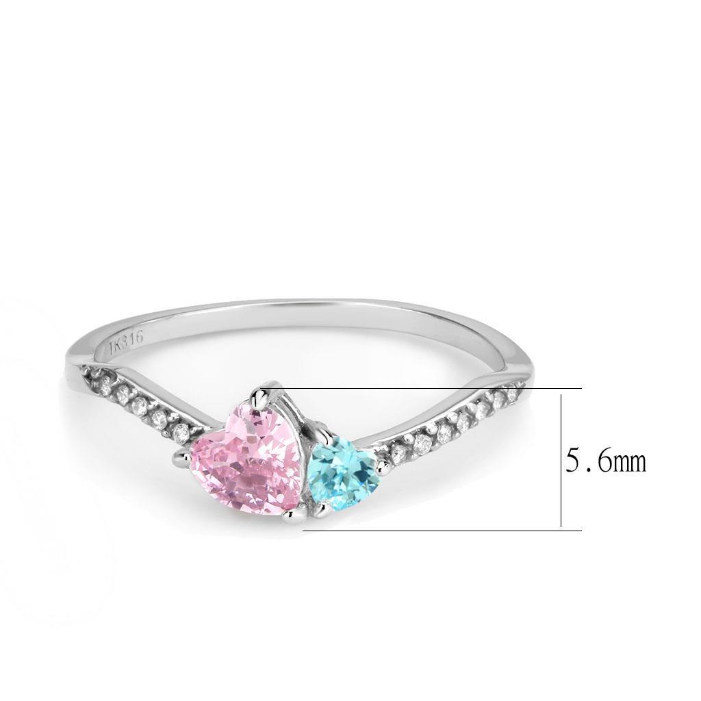 High polished (no plating) Stainless Steel Ring with AAA Grade CZ in Multi Color