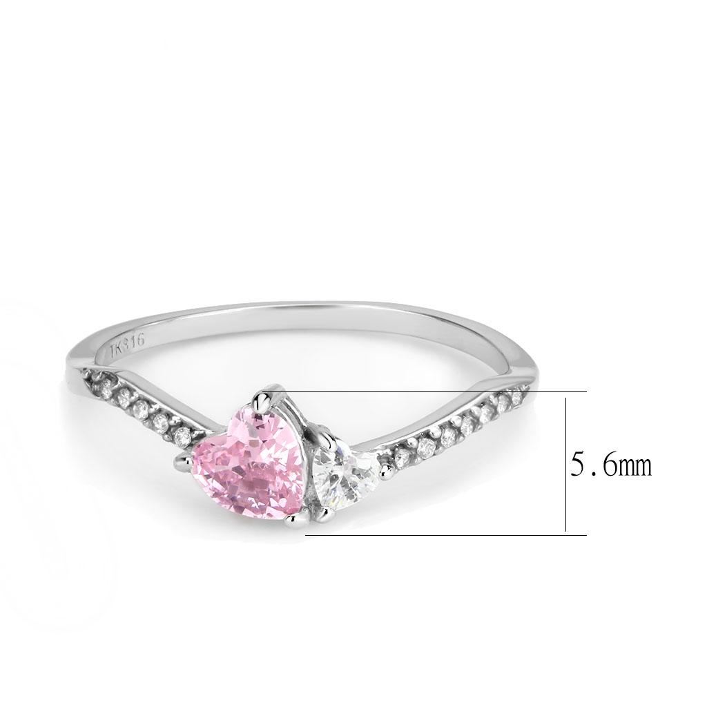 High polished (no plating) Stainless Steel Ring with AAA Grade CZ in Rose