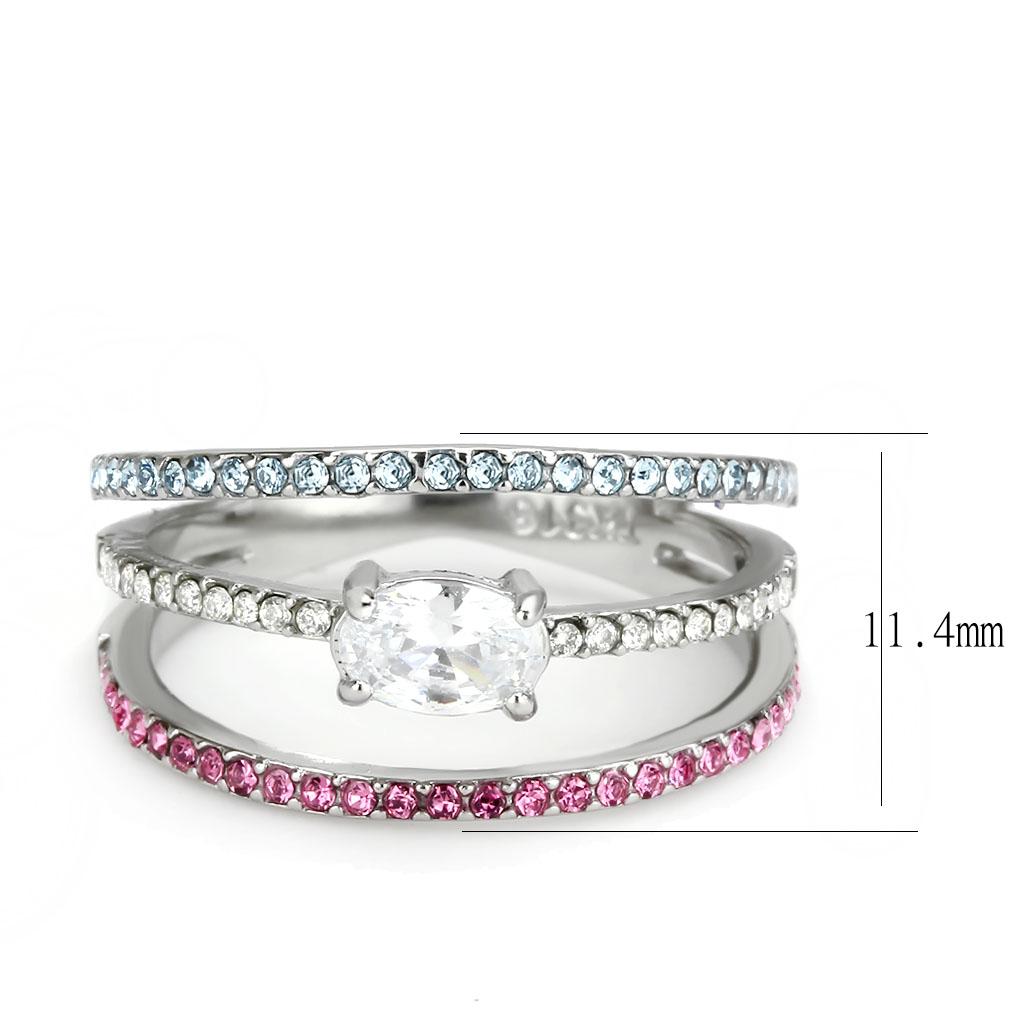 High polished (no plating) Stainless Steel Ring with AAA Grade CZ in Multi Color