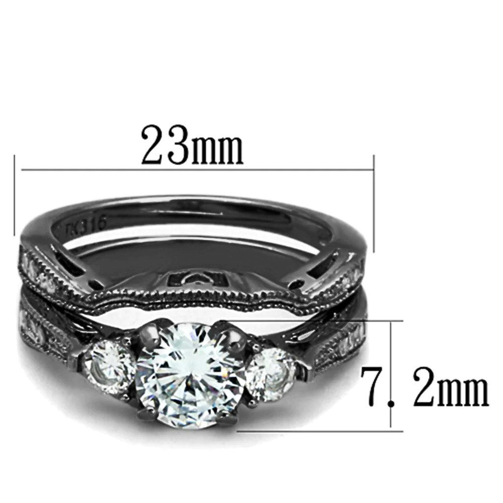 High polished (no plating) Stainless Steel Ring with AAA Grade CZ in Clear