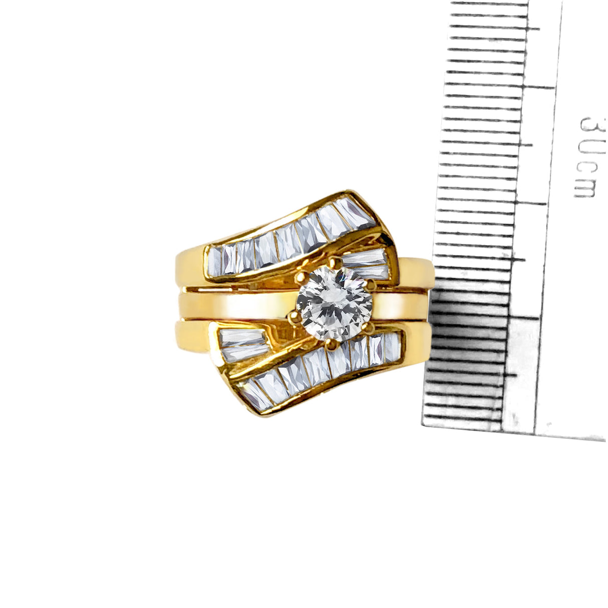 Sterling Silver 925 ring set with gold plating in AAA grade CZ ships in one day