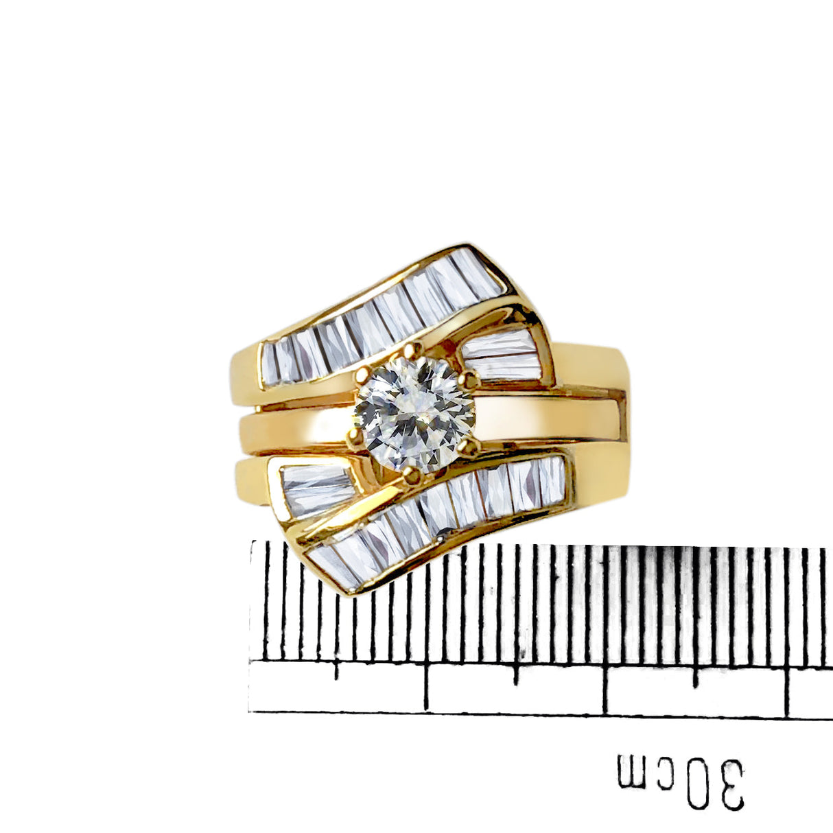 Sterling Silver 925 ring set with gold plating in AAA grade CZ ships in one day