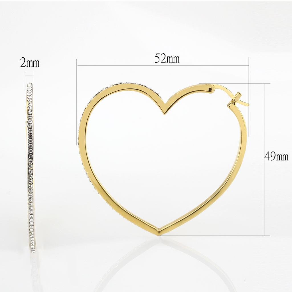 Gold Brass Earrings with Top Grade Crystal in Clear