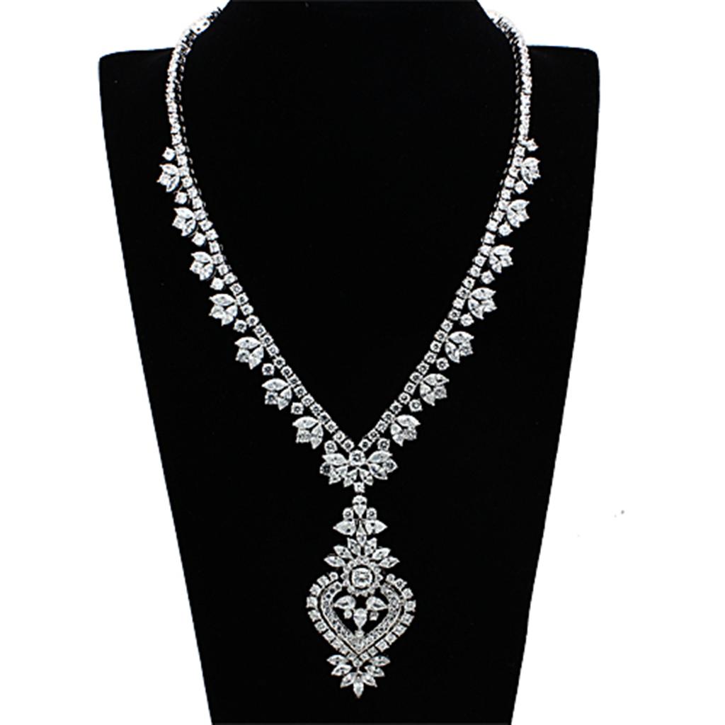 Rhodium Brass Jewelry Sets with AAA Grade CZ in Clear