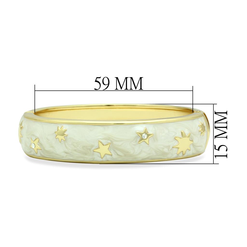 Flash Gold White Metal Bangle with Top Grade Crystal in Clear