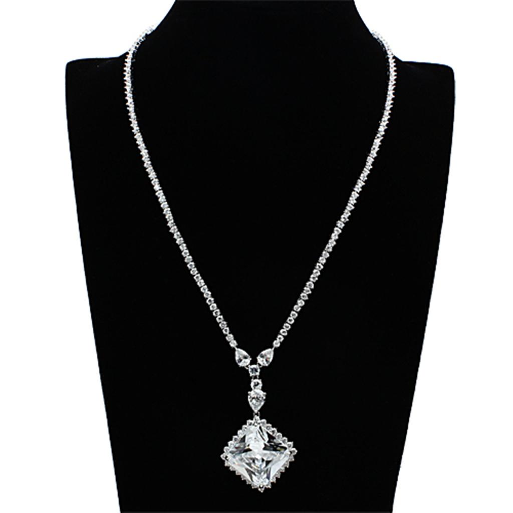 Rhodium Brass Jewelry Sets with AAA Grade CZ in Clear