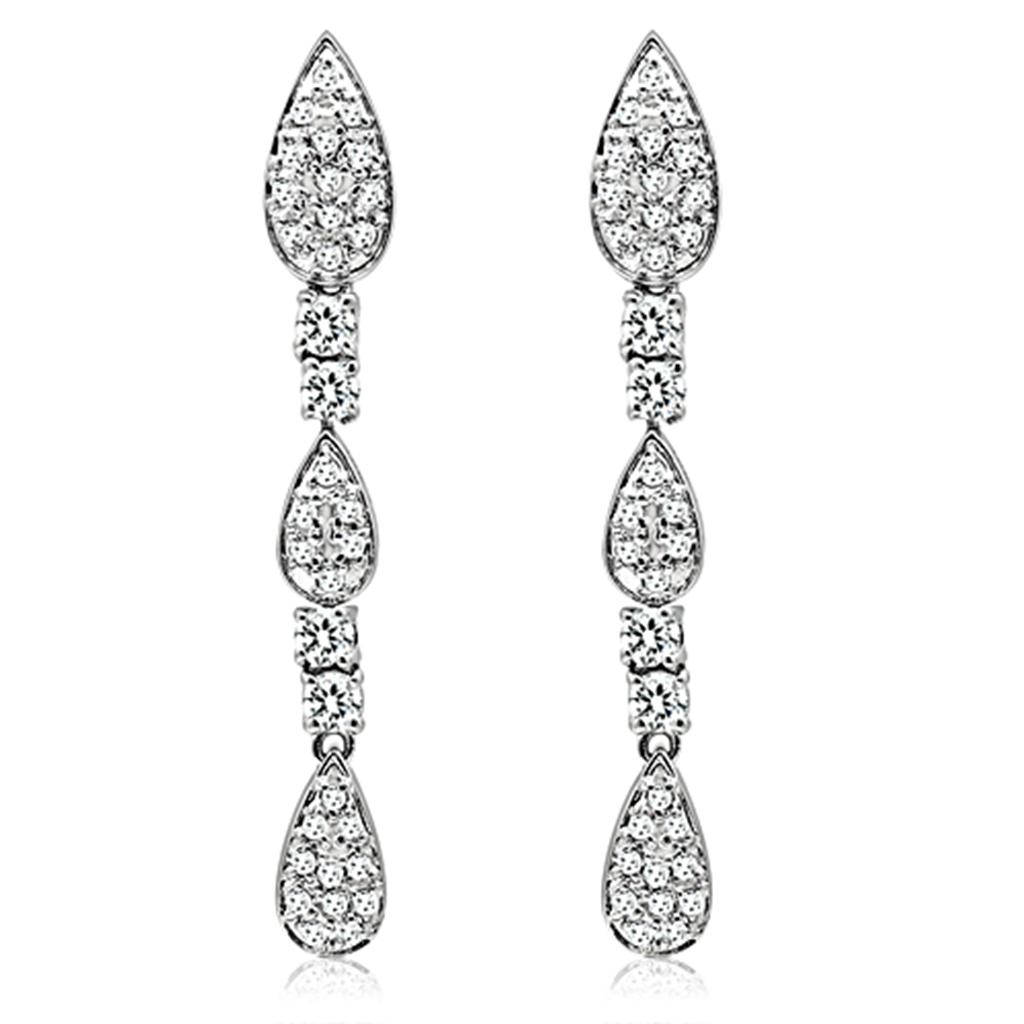 Rhodium Brass Jewelry Sets with AAA Grade CZ in Clear