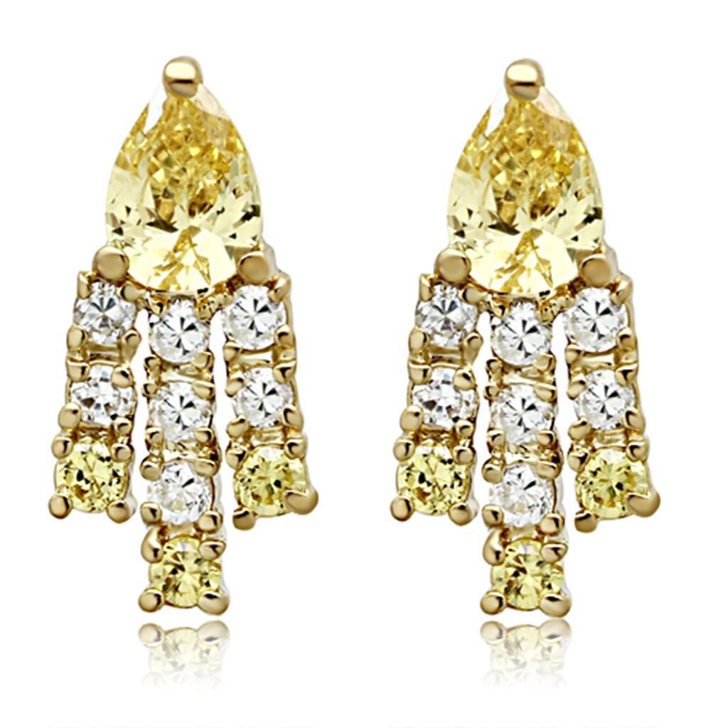 Gold Brass Jewelry Sets with AAA Grade CZ in Topaz