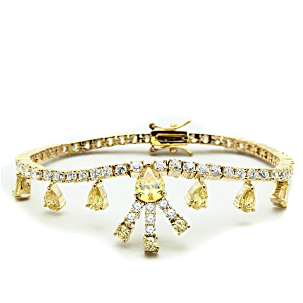 Gold Brass Jewelry Sets with AAA Grade CZ in Topaz