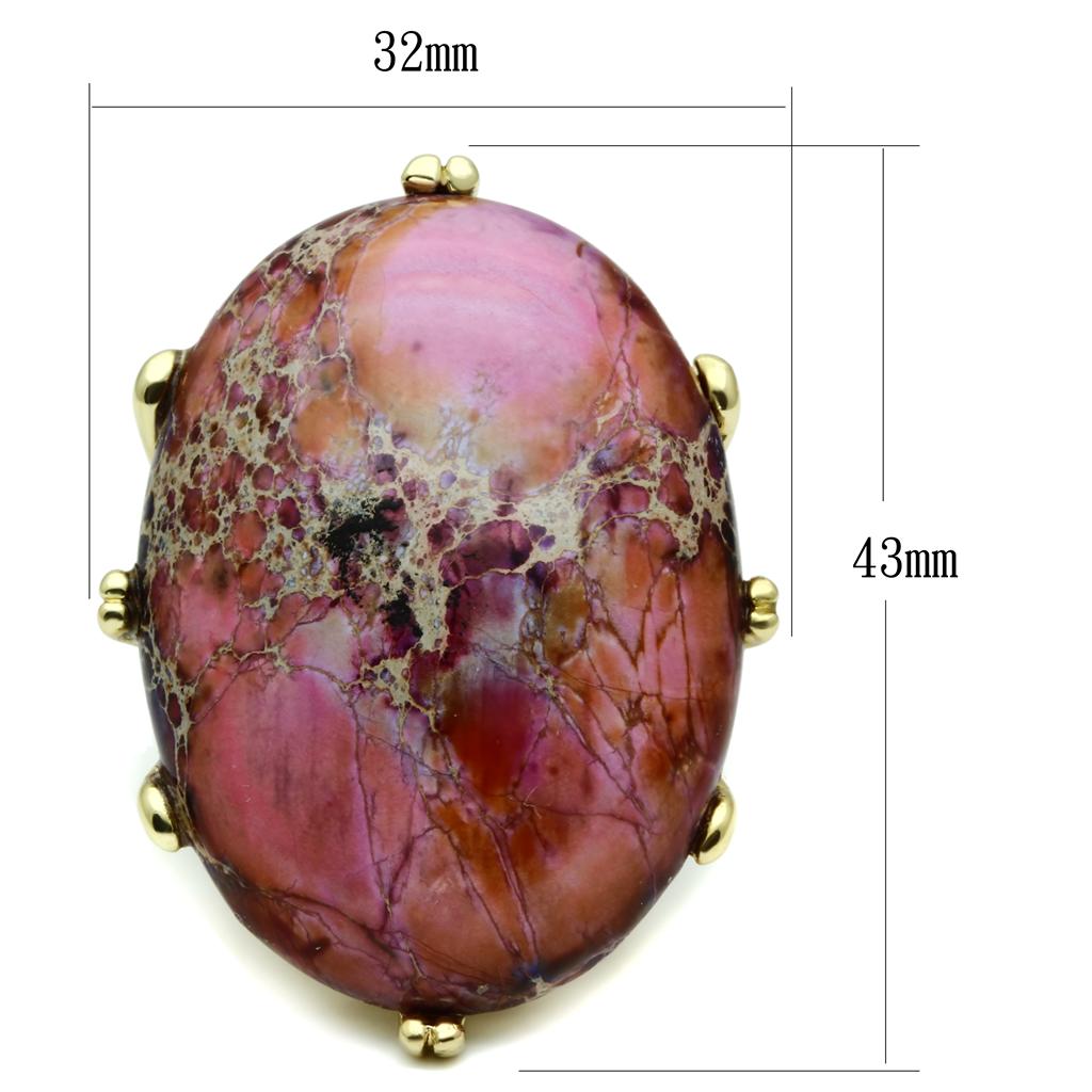 Gold Brass Ring with Synthetic Jade in Light Amethyst