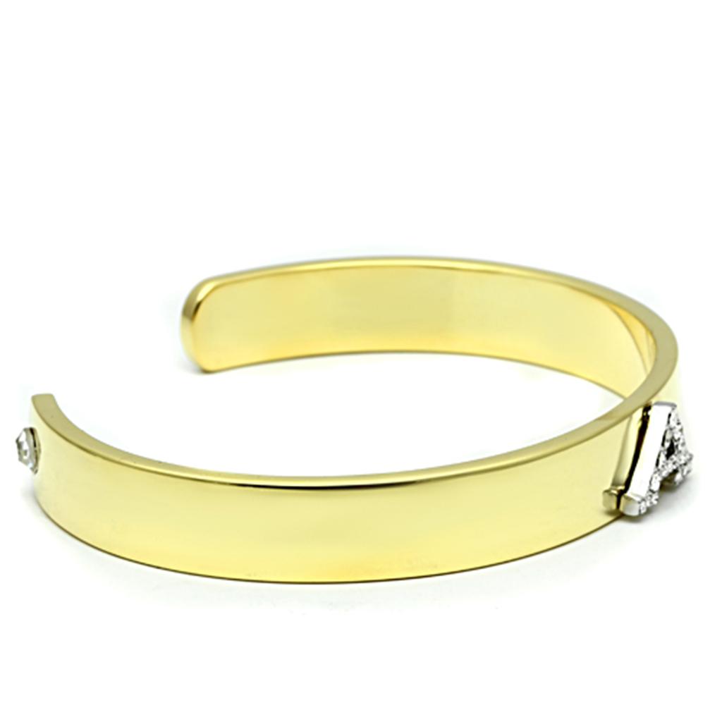 Gold+Rhodium White Metal Bangle with Top Grade Crystal in Clear