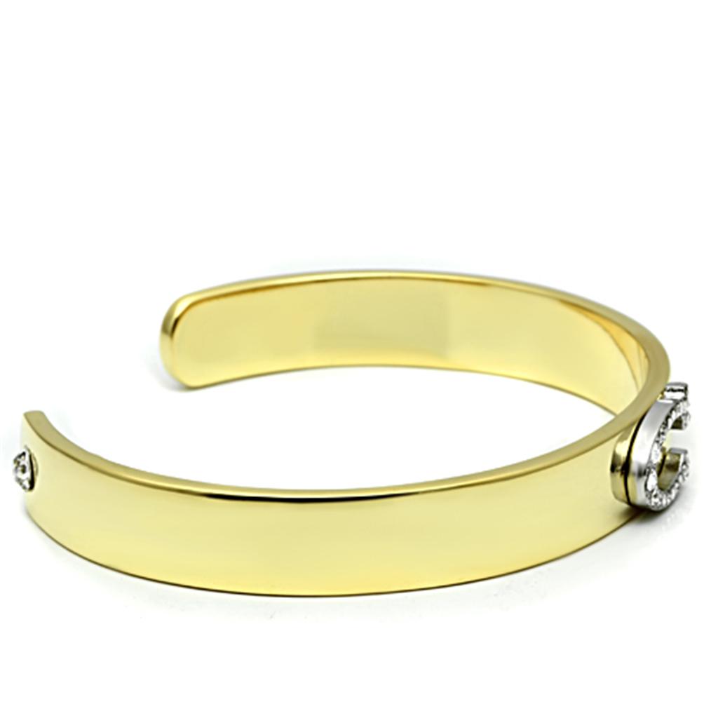 Gold+Rhodium White Metal Bangle with Top Grade Crystal in Clear