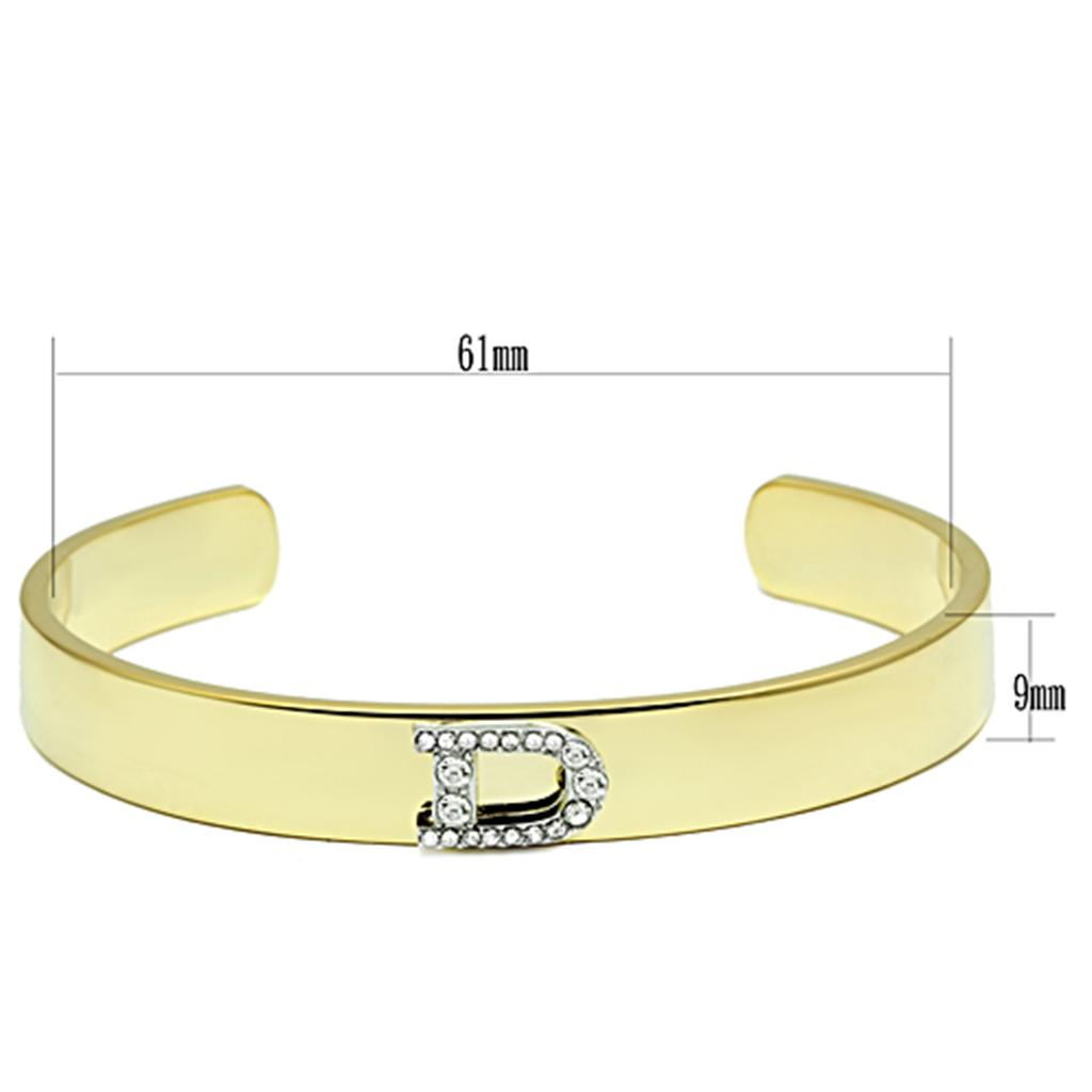Gold+Rhodium White Metal Bangle with Top Grade Crystal in Clear
