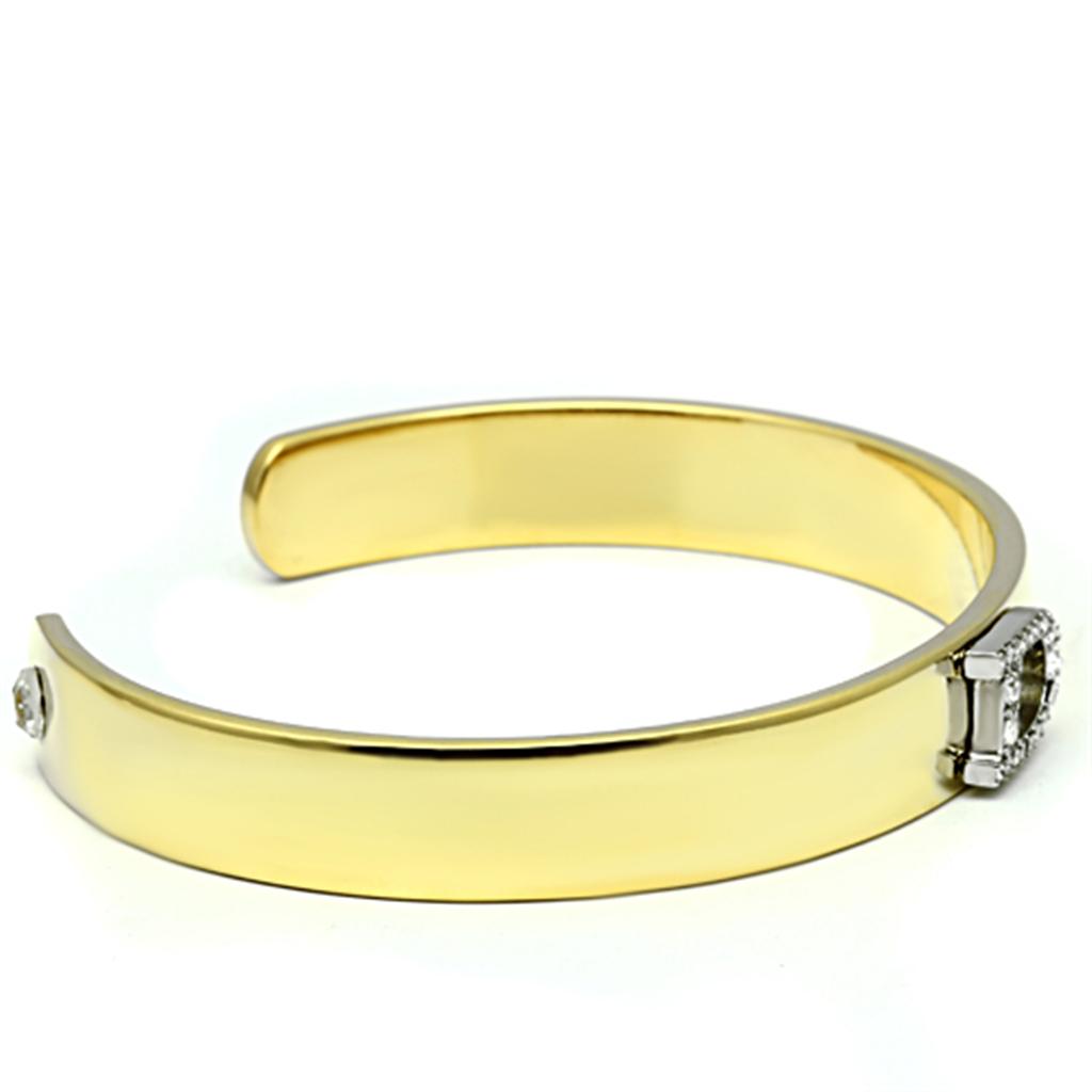 Gold+Rhodium White Metal Bangle with Top Grade Crystal in Clear
