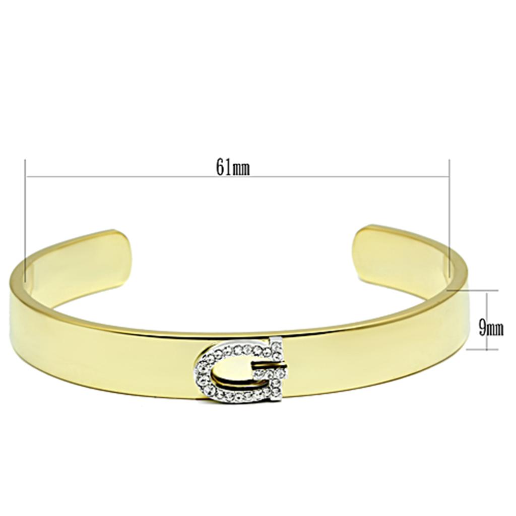 Gold+Rhodium White Metal Bangle with Top Grade Crystal in Clear